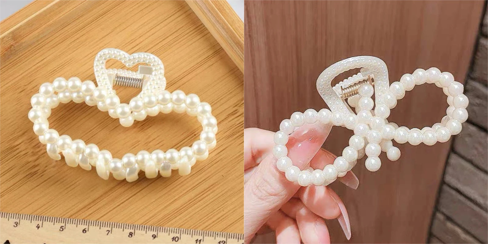 2pcs Elegant Pearls Beads Hairpin for Women Cute Geometric Hair Claw Barrettes Headwear Horsetail Hair Clips Hair Accessories