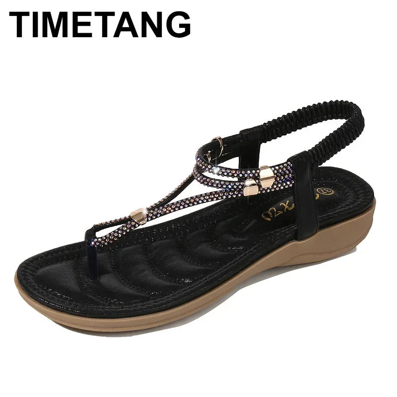 TIMETANG  Fashion Luxury Designer Wedge Shoes for Women Flat Sandals Ladies Beach Sandals Women Sandles
