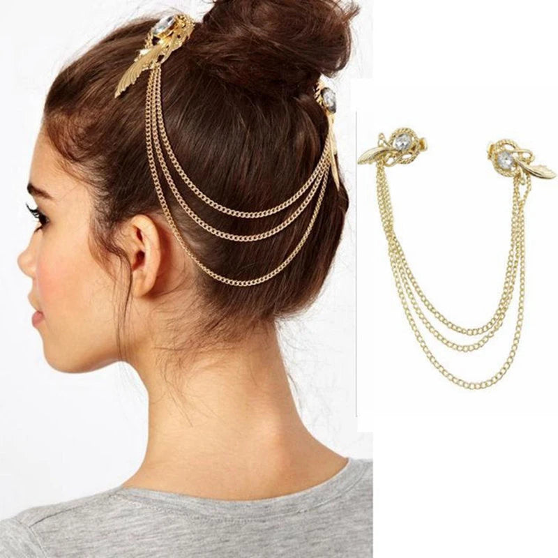 Boho Crystal Bride Headdress Hair Accesories New Fashion Elegant Head Chain Jewelry Women Wedding Accessories Bridal Headpiece