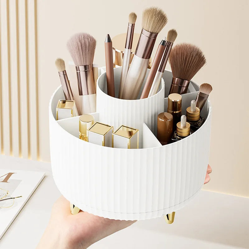 Stylish 5 Slot Makeup Brush Holder Organizer 360° Rotating Makeup Brush Organizer for Dresser Desktop Bathroom Office Storage - My Store
