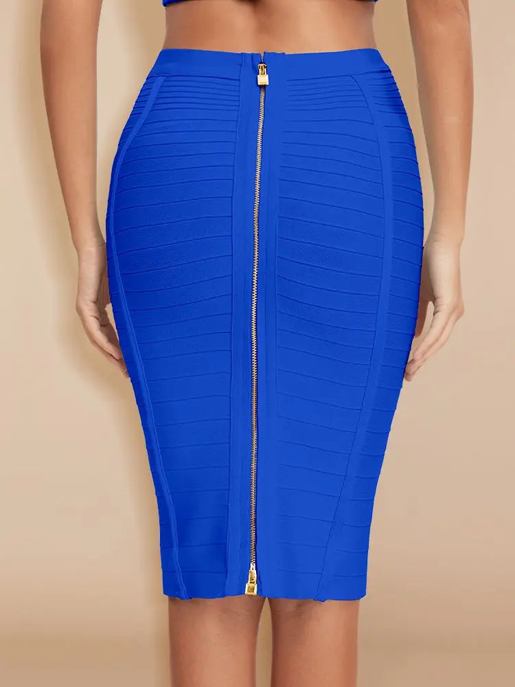 BEAUKEY Sexy Pencil Bandage Skirt Striped Quality Luxury Zipper Skirts Party Celebrity Wholesale XL Red Blue Black Slim Skirts