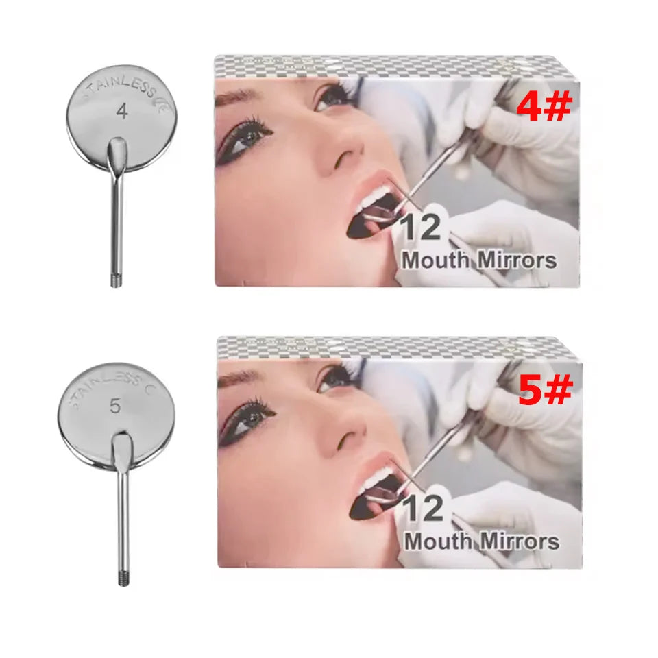 12Pcs Dental Mouth Mirrors Stainless Steel Reflector Mirror Oral Hygiene Care Tool Odontologia Accessories Tool Set Kit