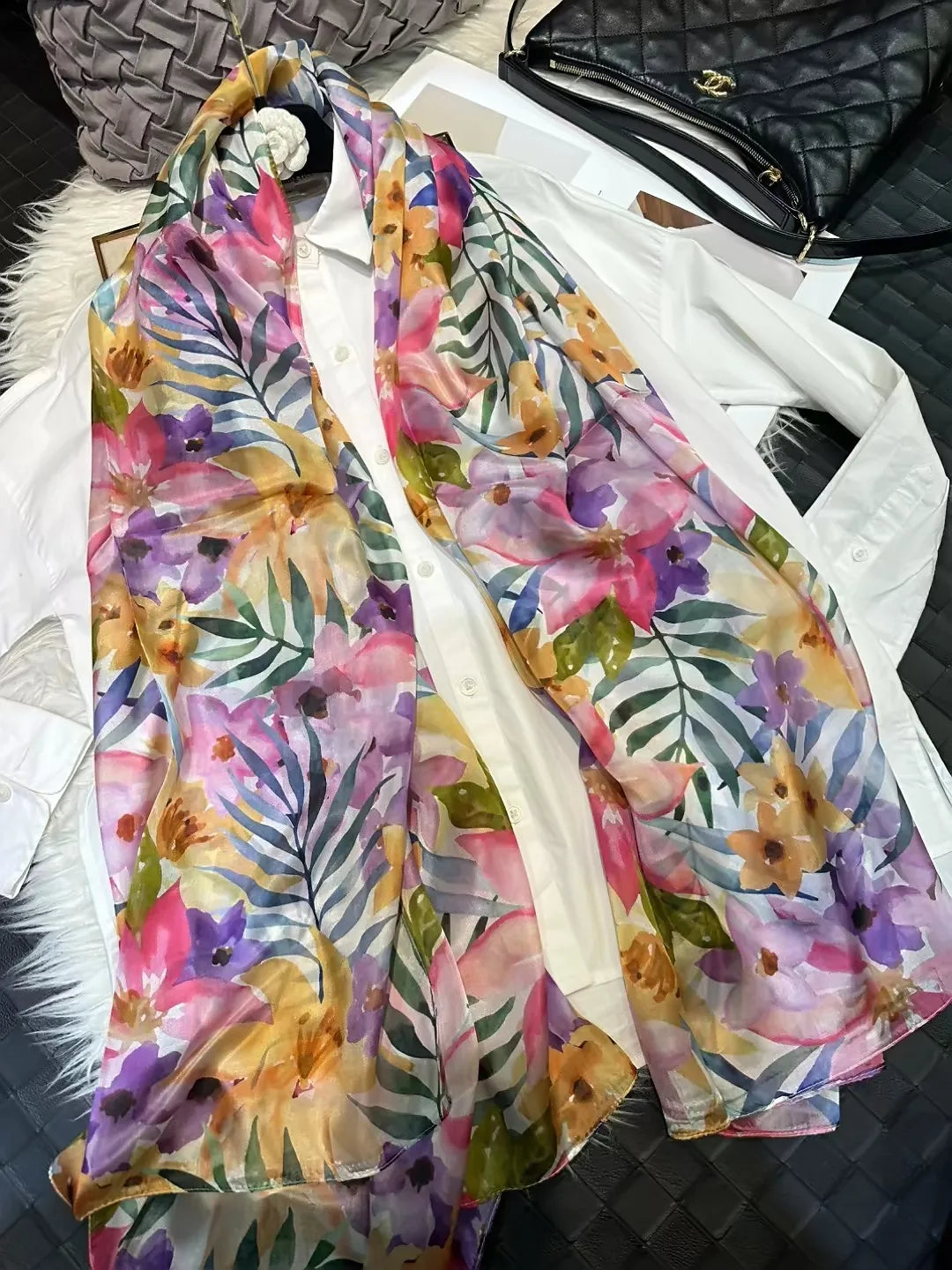 BYSIFA| Light Green Silk Scarf Ladies Fashion Spring Summer Floral Beach Scarves Shawls Fall Winter Long Scarves Wraps 180*110cm