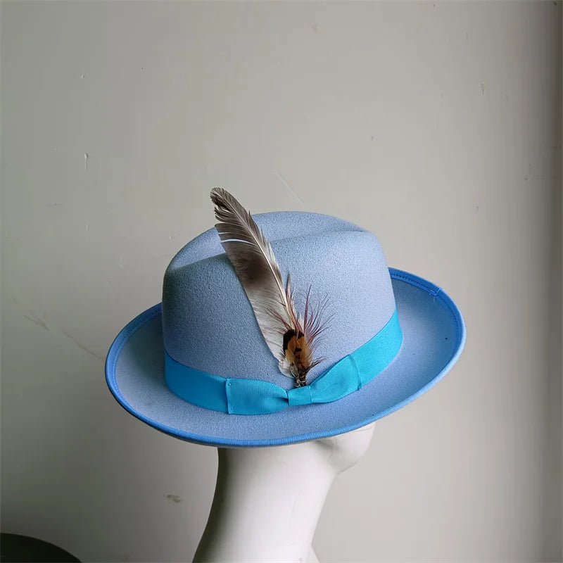 Hats Fedoras  Wide Brim Hat Panama Felt Hat for Male Jazz Hat Church Top Cap British Women Fedoras Hats for Men шляпа женская