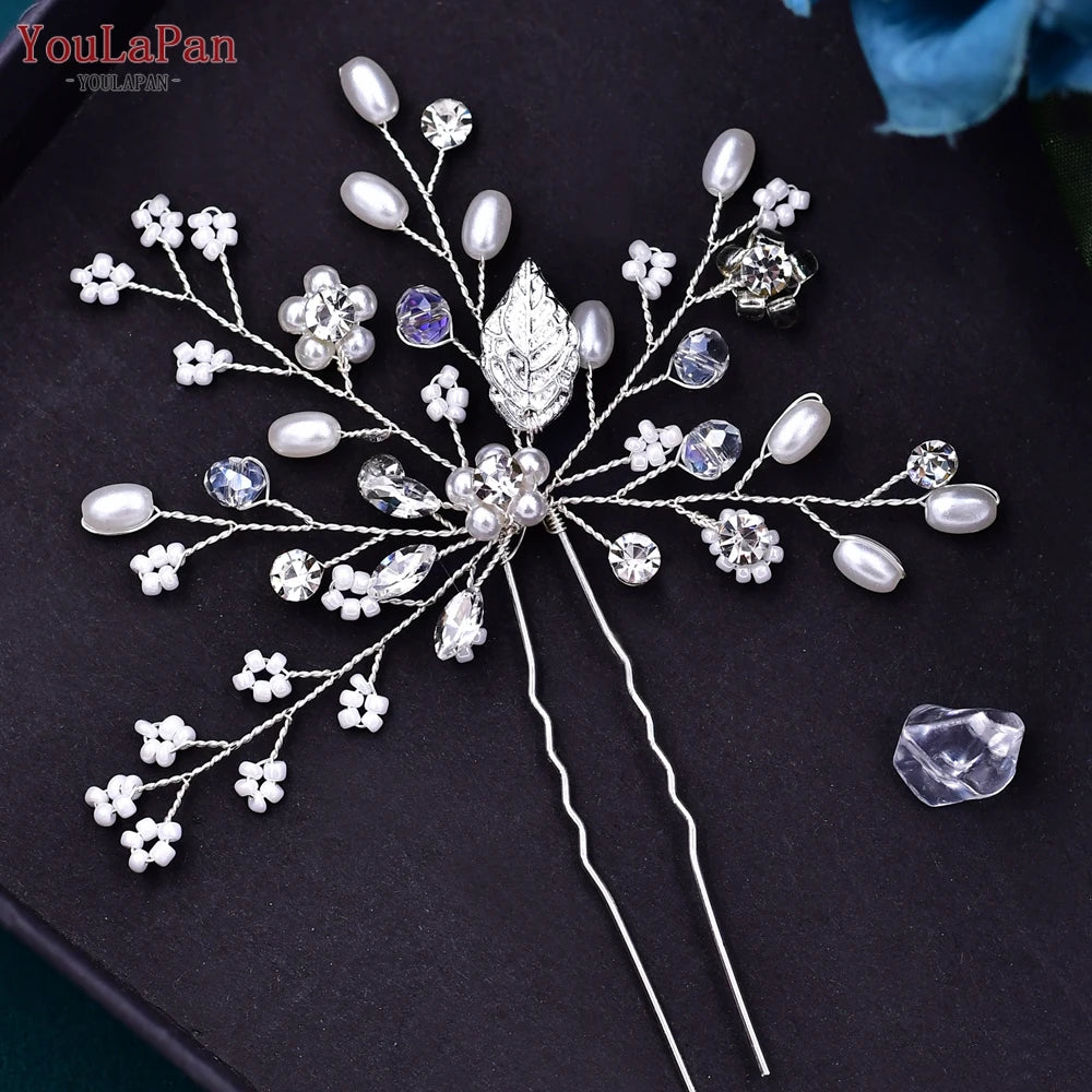 TOPQUEEN U Hair Pins Wedding Hair Accessories Rhinestone Headpieces Ladies Hairs Accessories Korean Women Hair Comb HP103-1