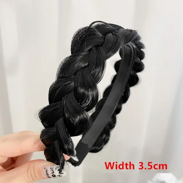 Women Synthetic Wig Braided Hair Bands Invisible Fashion Braids Hair Accessories Female Bohemian Nature Hair Headband for Party