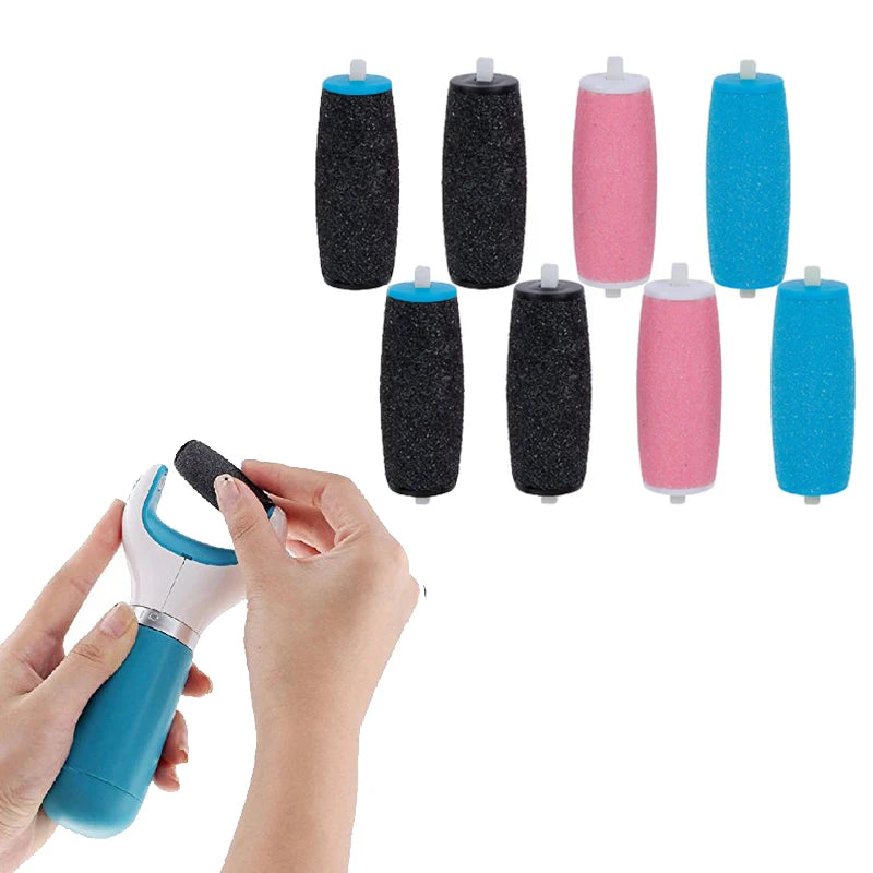 8pcs NEW ARRIVE Foot Care Tool Heads Pedi Hard Skin Remover Refills Replacement Rollers for Scholls File Feet Care Tool