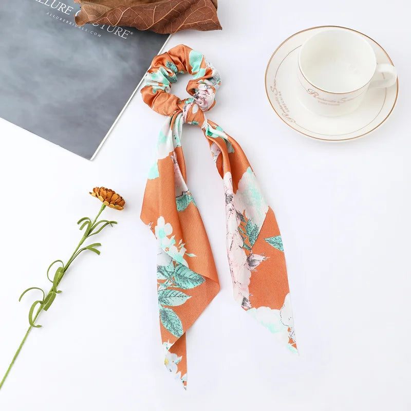 Fashion Dots Scrunchies Long Hair Rope Korean Hair Ties for Women Ponytail Scarf Sweet Elastic Hair Band Hair Accessories