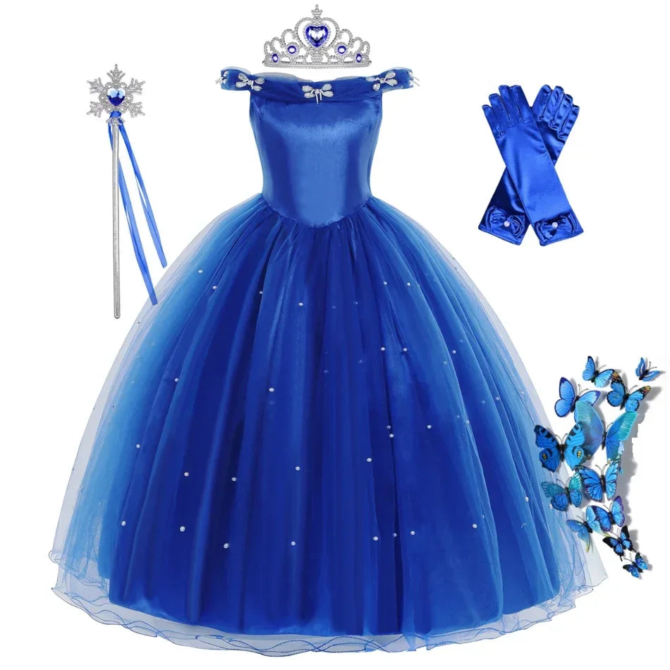 Girls Cinderella Dress Christmas Halloween Party Princess Costumes Kids Birthday Gown Dresses
