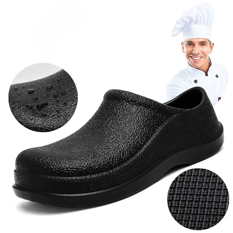Men Chef Shoes Man Summer Beach Slippers Water-Proof Oil-Proof Kitchen Shoes Non-Slip Garden Clogs Hotel Work Shoe EVA Sandal