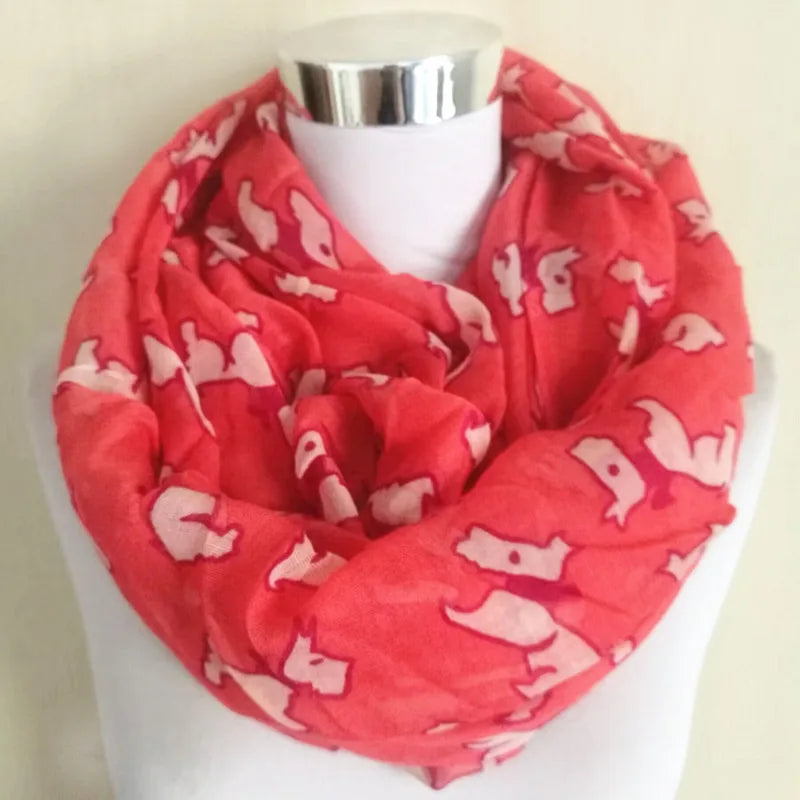 New Ladies Viscose Cotton Hedgehog Print Infinity Scarf for Women Variety of Animal Prints Circle Scarves Fashion Ring Scarfs