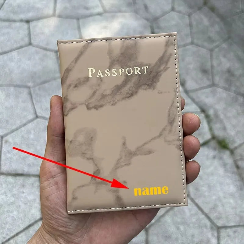 Customize Name Passport Cover Travel Wallet Covers for Passports Gold Letters Passeport Personnalisé