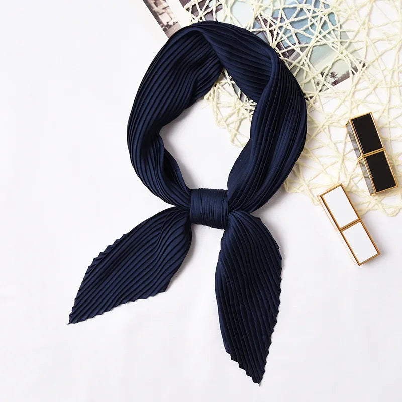 70*70cm Small Crinkle Hijab Scarf for Women Silk Satin Handkerchief Bag Scarfs Female Sqaure Headband Hair Scarves for Ladies