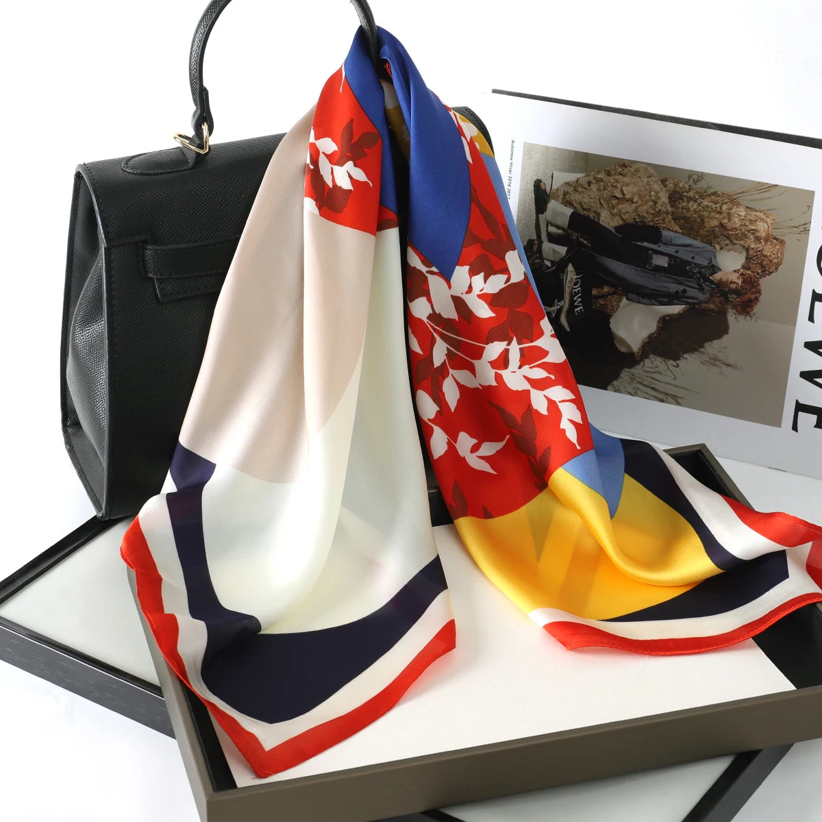 Fashion Scarves for Women Shawl Print Silk Satin Hijab Scarf Female Bandana 70*70cm Luxury Brand Square Shawls Scarfs for Ladies