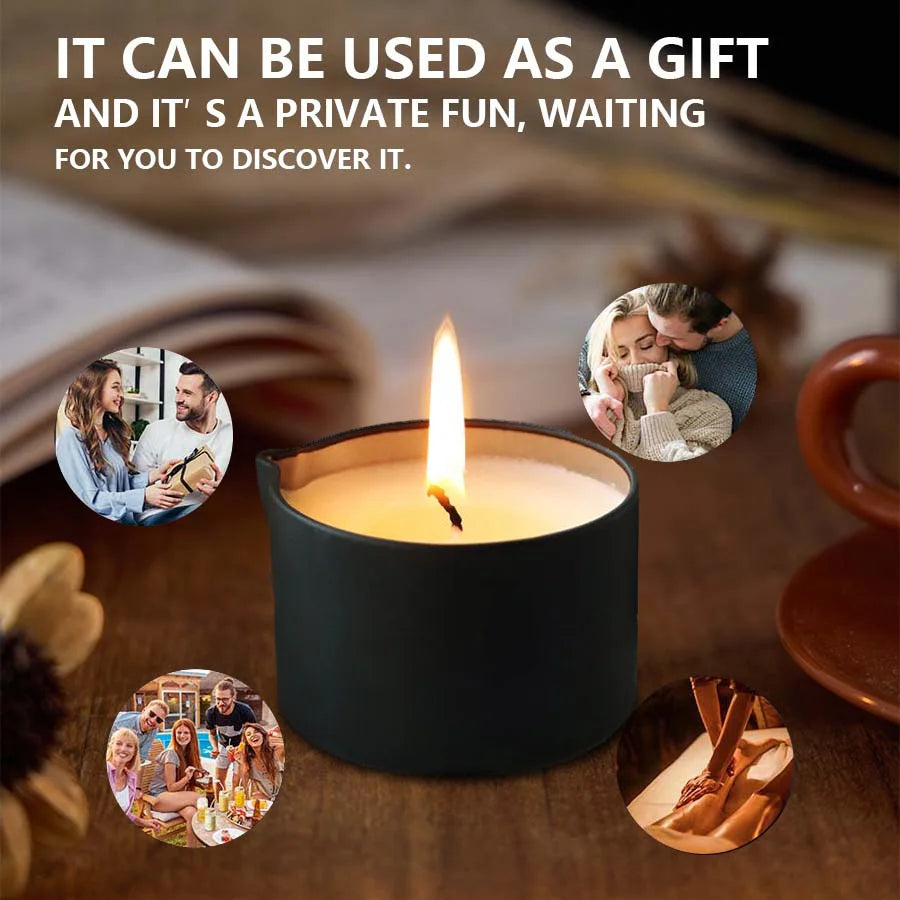 Massage Candle -Essential Oil- Six Different Scents , 1oz/2oz Melts Into Warm Massage Oil - Sensual Massage Candle, Pour Spout