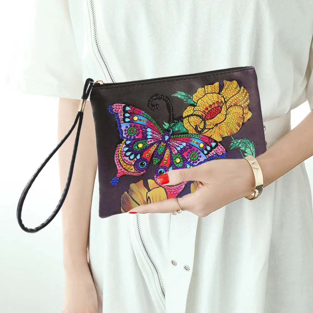 DIY Special Shaped Diamond Painting Bags Women Wristlet Bags Zipper Wallet Women Clutch Storage Bag Christmas Gift Girls Handbag
