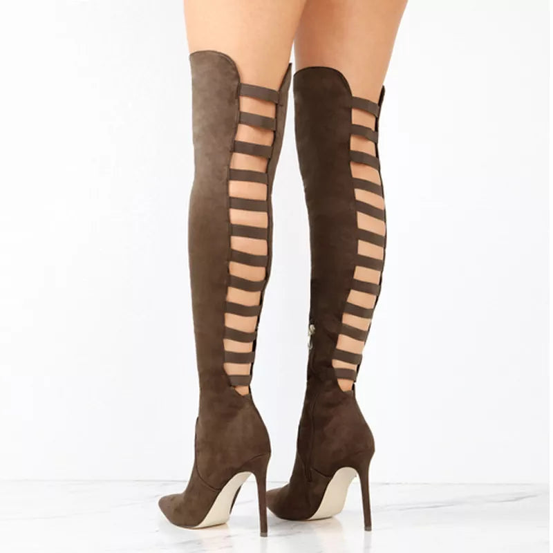 Sexy Black Women's Long Boots Women Autumn Heels Shoes Over the Knee Thigh High Heel Boots Female Woman Summer Stretch Boot 10cm