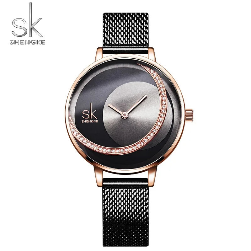 Shengke Crystal Women Watch Luxury Brand Ladies Dress Watches Original Design Quartz Wrist Watches Creative SK Watch for Women