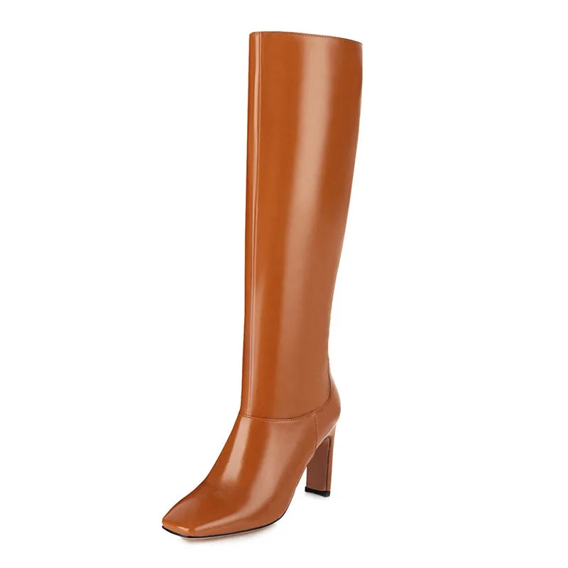 Knee High Boots Women High Heel Long Knight Boot Autumn Winter Shoes Square Toe Fashion Sexy Chelsea Boots for Women Big Size 48