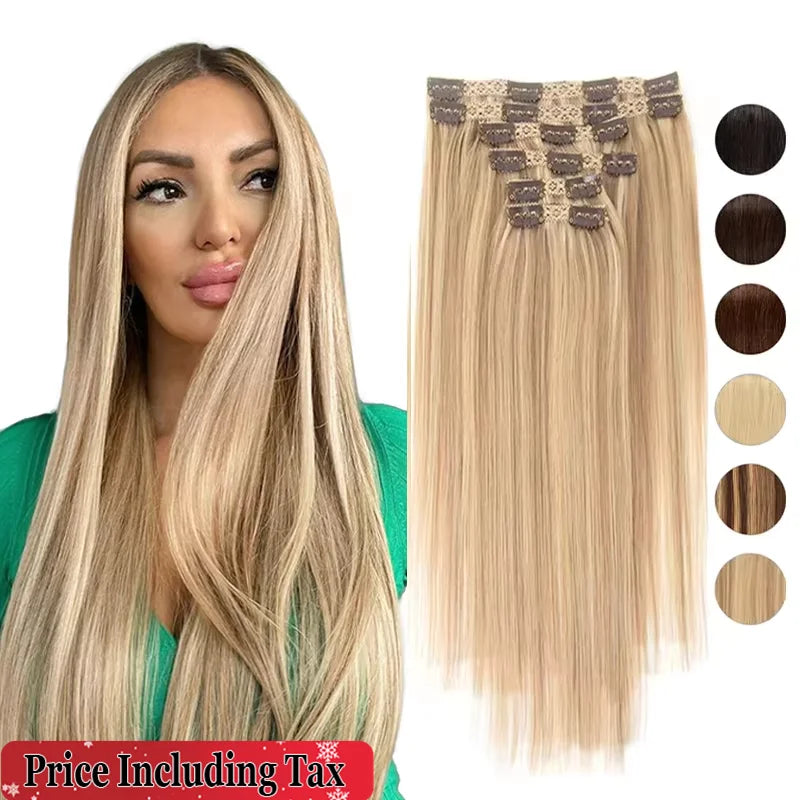 Clip in Hair Extension Human Hair Machine Remy 24inch 240g Full Head  Real Natural Hair Extensions Thinck End  Hair Clips 6PCS
