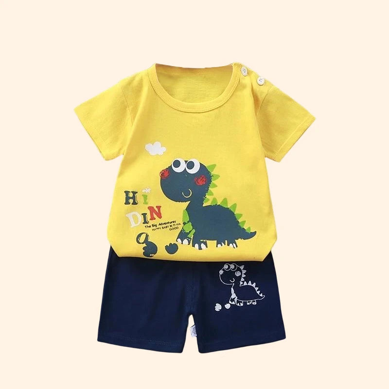 Fashion Kids Clothes Boys Girls Sets Top Shorts 2PCS 100% Cotton Soft Summer Children Baby Cloths T-Shirt Shorts Toddler Suit