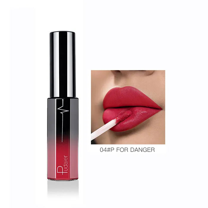 Pudaier Semi Matte Liquid Lipstick Lips Makeup Half Moisturizing Lip Gloss Makeup Cosmetics Moisturizer Lipgloss Make Up Batom - My Store