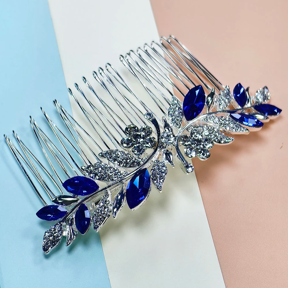 Dreamy Sapphie Blue  Wedding Headwear Hair Comb Bride Hair Accessories