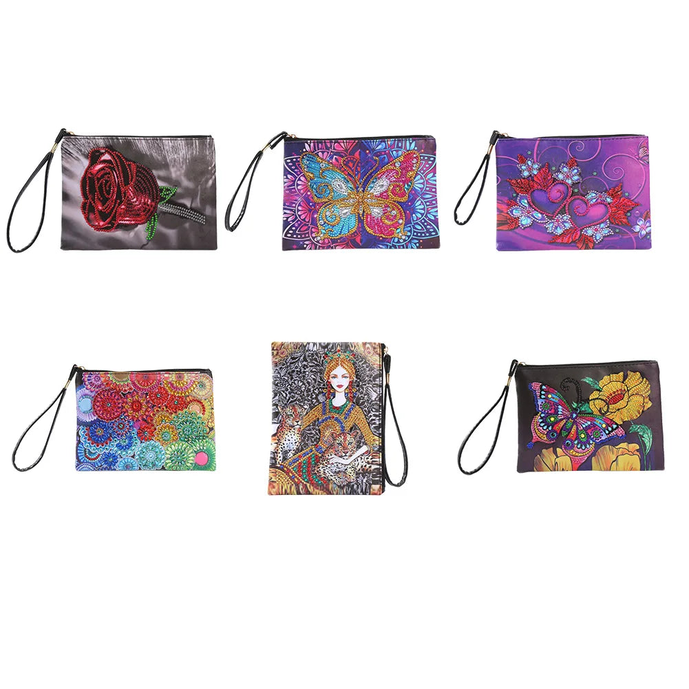 DIY Special Shaped Diamond Painting Bags Women Wristlet Bags Zipper Wallet Women Clutch Storage Bag Christmas Gift Girls Handbag