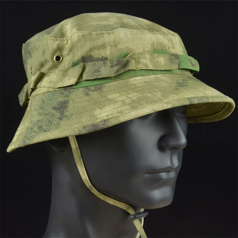 Tactical Boonie Hats Sun Fishing Hat Outdoor Camouflage Bobble Cap Hiking Fisherman Sniper Ghillie Bucket Hats