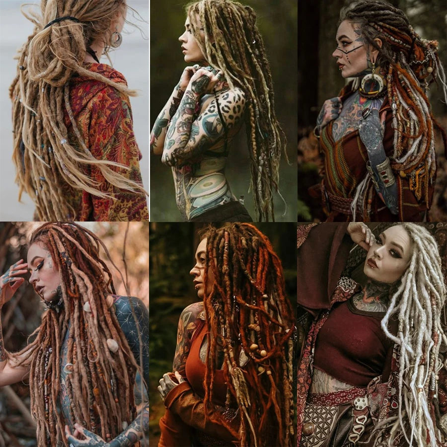 5 Strands Reggae Synthetic 20 36inch Handmade Dreadlocks Hair Extensions Faux Locks Crochet Hair Braid Hairpiece for Women/Men