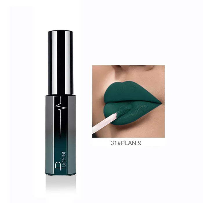 Pudaier Semi Matte Liquid Lipstick Lips Makeup Half Moisturizing Lip Gloss Makeup Cosmetics Moisturizer Lipgloss Make Up Batom - My Store
