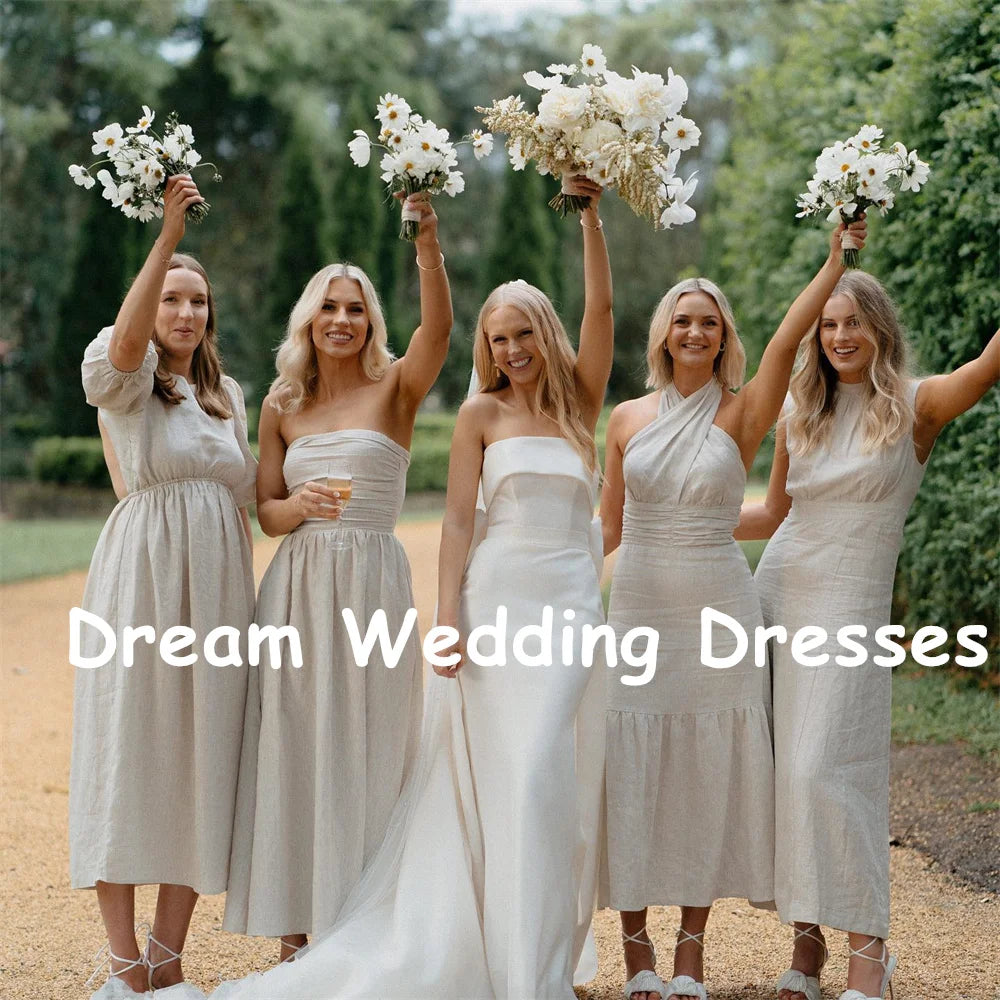 DREAM Customized Strapless Mermaid Wedding Dresses Detachable Train Backless Long Satin Bridal Dress Eleagnt Wedding Gowns 2025 - My Store