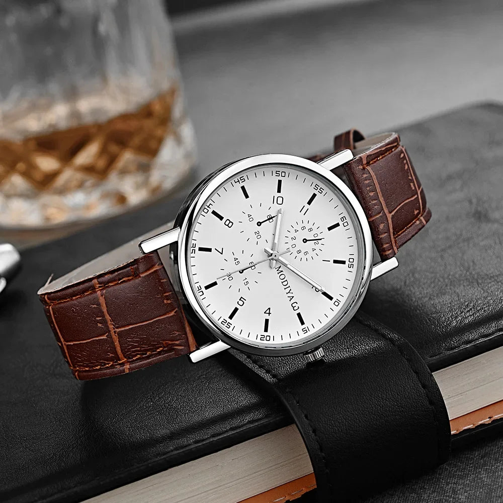 Men's Watches Business Wrist Watch Luxury Leather Strap Analog Watches Quartz Wristwatches Clock Men Women Casual Simple Watch