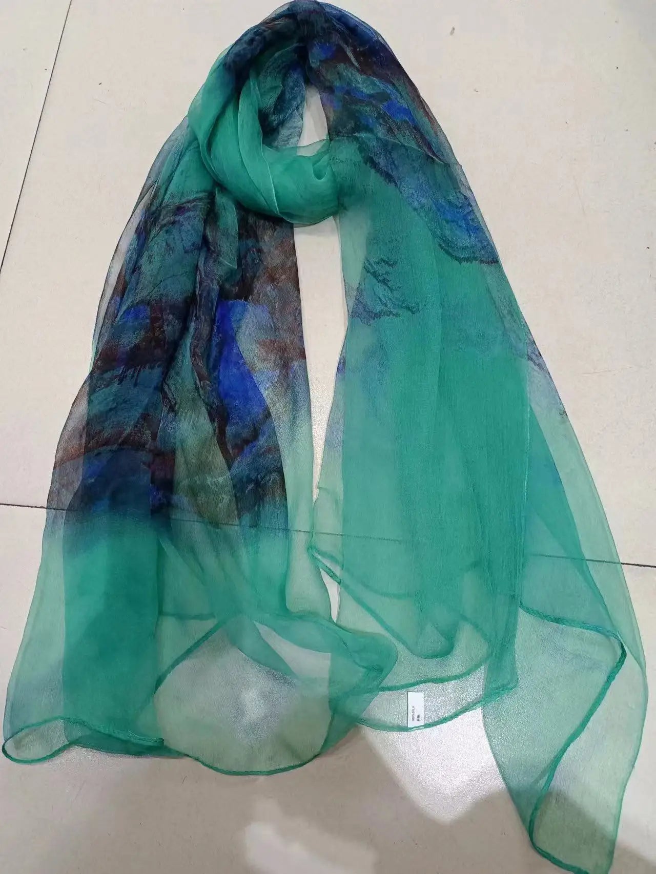 [BYSIFA] Ladies Silk Scarf Shawl New Long Scarves Fashion Brand Scarves Elegant Purple Blue Neck Scarf Beach Shawl Cover-Ups