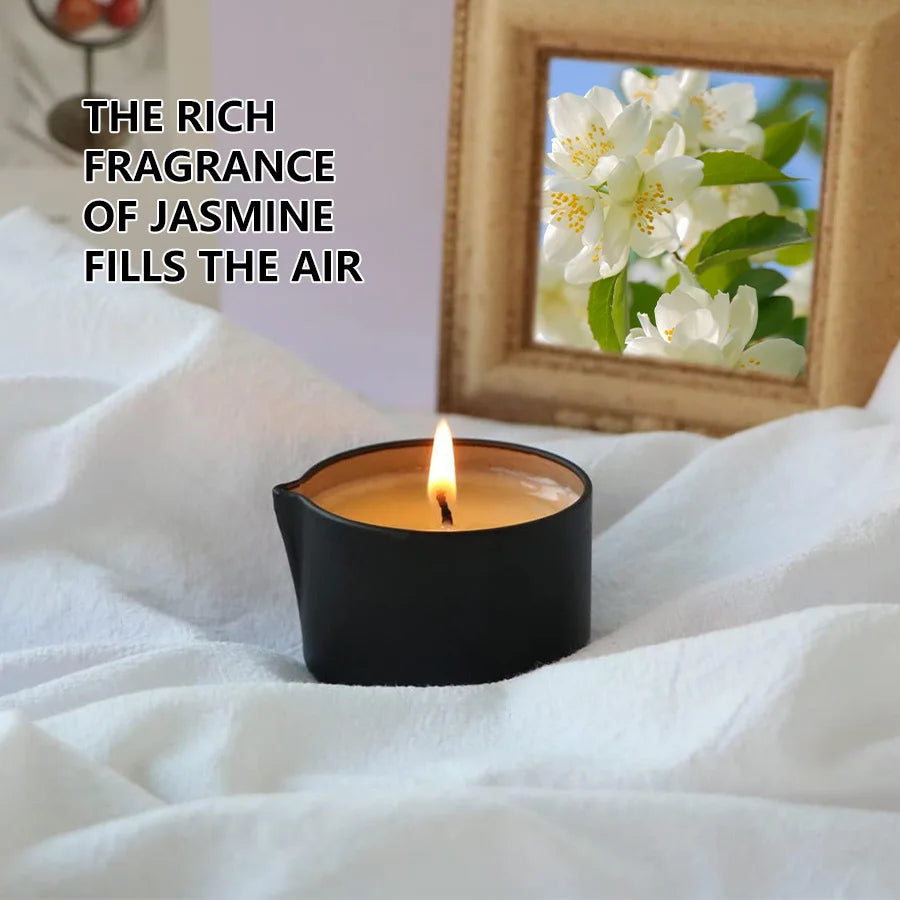 Massage Candle -Essential Oil- Six Different Scents , 1oz/2oz Melts Into Warm Massage Oil - Sensual Massage Candle, Pour Spout
