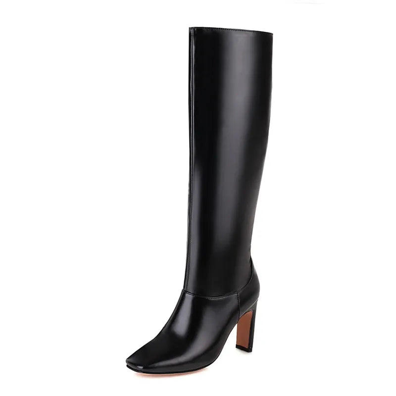 Knee High Boots Women High Heel Long Knight Boot Autumn Winter Shoes Square Toe Fashion Sexy Chelsea Boots for Women Big Size 48