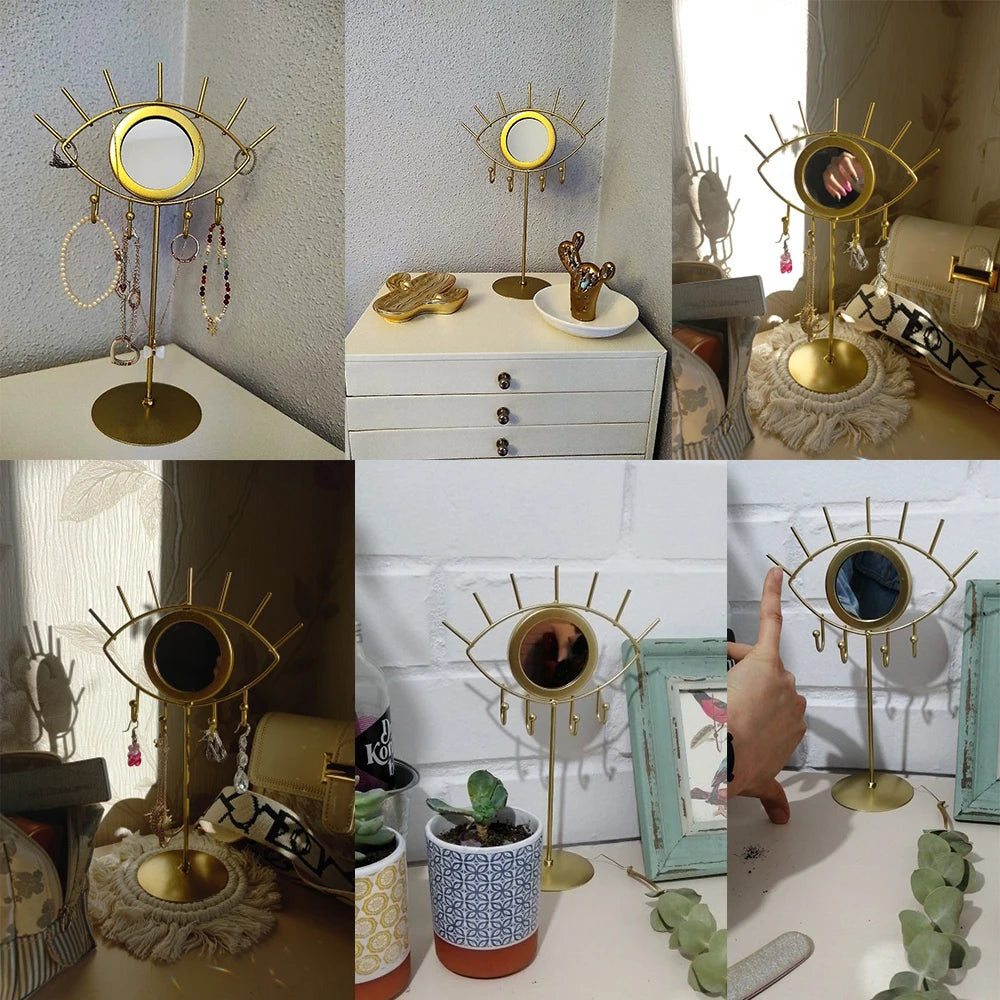 Gold Eye Table Mirror  Makeup Mirrors Boho Home Decor Living Room Decoration Bedroom Cosmetic Dressing Tabletop Mirror Evil Eye