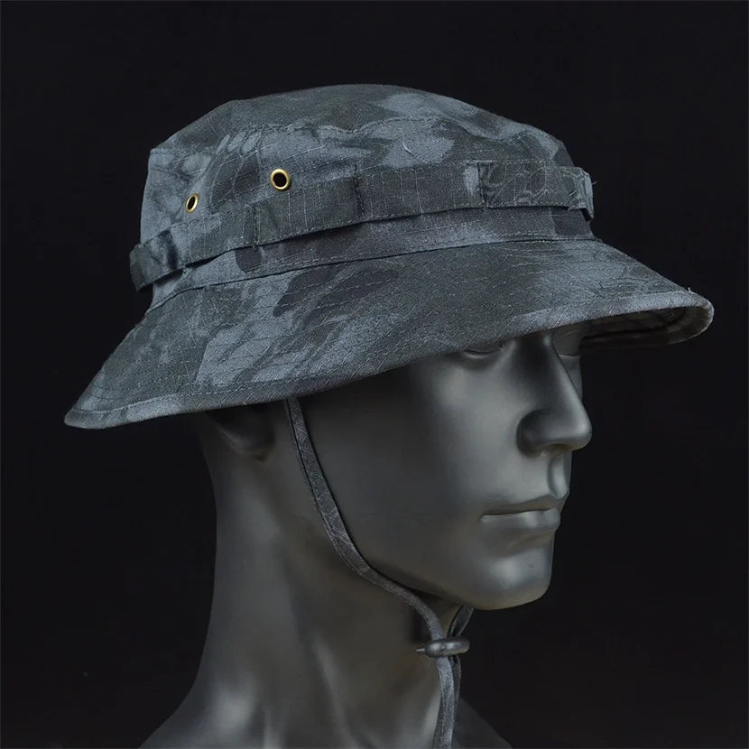 Tactical Boonie Hats Sun Fishing Hat Outdoor Camouflage Bobble Cap Hiking Fisherman Sniper Ghillie Bucket Hats