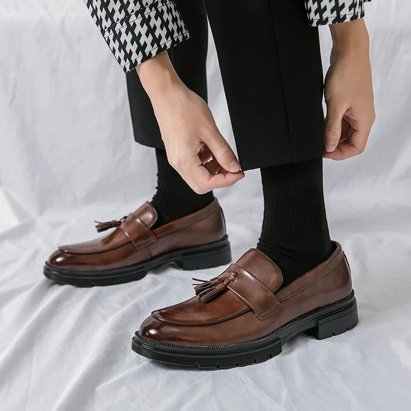 Luxury Brand Shoes Men Fashion Soft Moccasins Men Loafers High Quality Leather Tassel Shoes Mens Flats Driving Shoe Plus Size 46