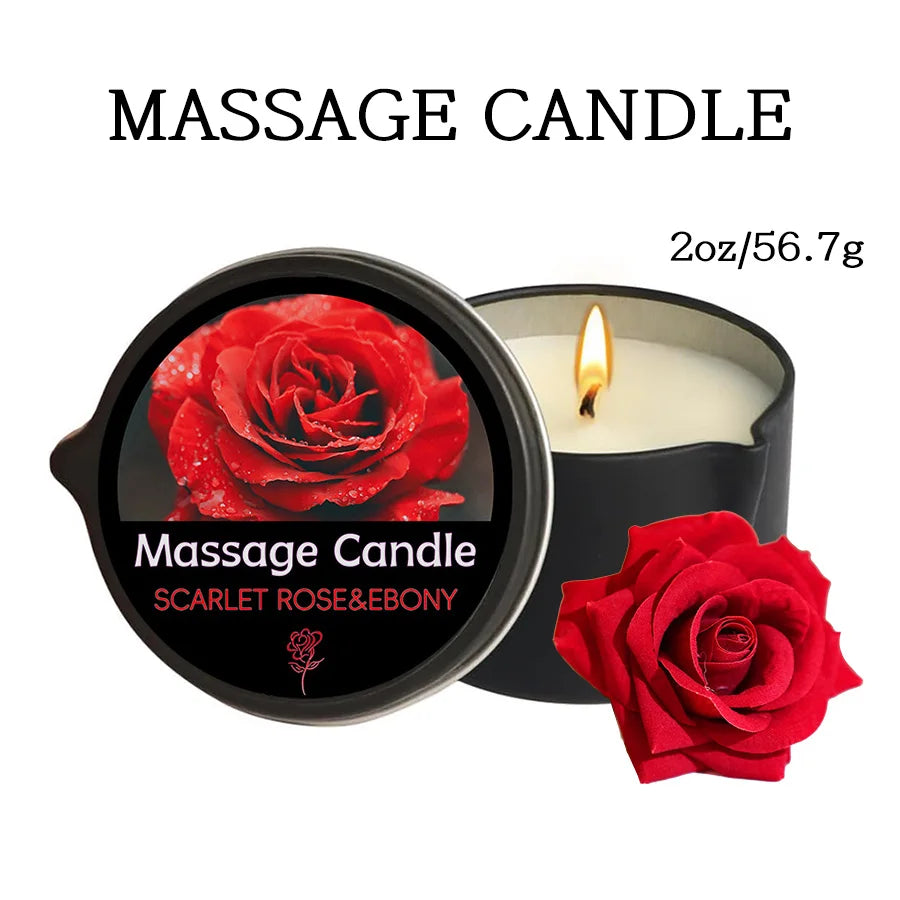 Massage Candle -Essential Oil- Six Different Scents , 1oz/2oz Melts Into Warm Massage Oil - Sensual Massage Candle, Pour Spout