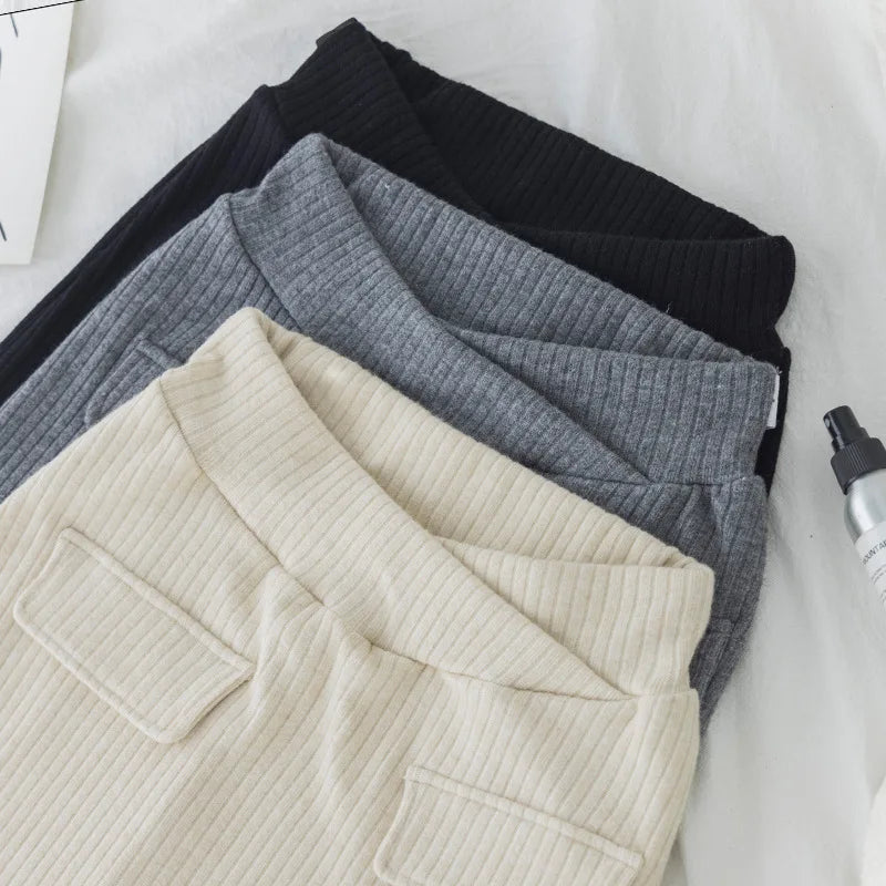 Spring and Autumn Pregnant Women Pencil Skirts Slim Hips Maternity Belly Skirts Low Waist Pregnancy Skirts A-Line Knitting Skirt