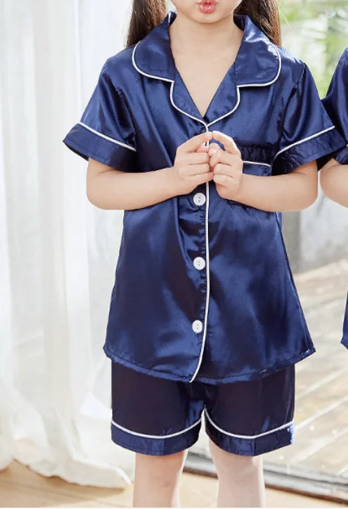 Personalized Satin Kids Pajamas Customized Pajamas for Kids Party Christmas Matching Family Pajamas Flower Girl Pajamas Kids Pjs