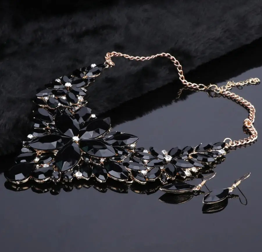 Fashion Crystal Jewelry Sets Bridal Necklace Earrings Sets Wedding Party Jewelery Dress Jewellery Decoration Accessories