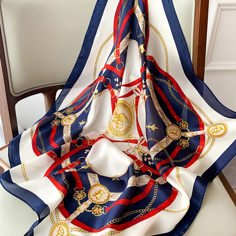 Fashion Scarves for Women Shawl Print Silk Satin Hijab Scarf Female Bandana 70*70cm Luxury Brand Square Shawls Scarfs for Ladies