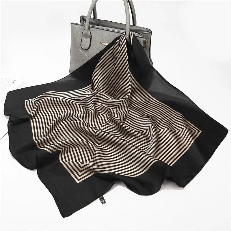 Fashion Kerchief Scarfs for Women Floral Print Hairband Neck Scarf for Ladies 70*70CM Small Shawls Square Silk Satin Bag Scarves