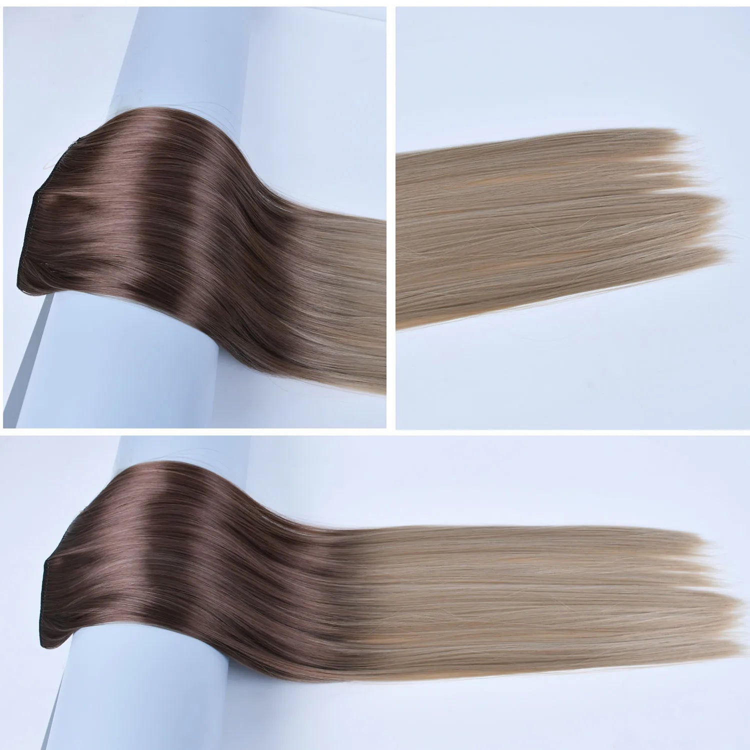 Women's Synthetic  String  Hair Extension No Clips No Glue Long Straight Invisible Hair Extensions Ombre Color Hairpiece