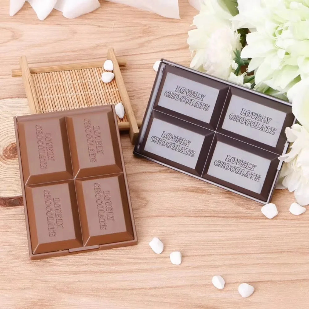 Foldable Compact Mirror Portable Makeup Mirror Chocolate Square Hand Mirror Makeup Vanity Mirror Pocket Cosmetic Mirrors - My Store