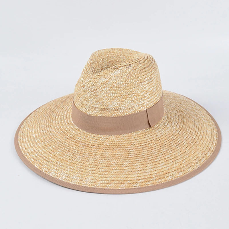 New Belt Strap Straw Sun Hat for Women Fashion Vacation Beach UV Hats WideBrim Panama Hats Outdoor Wholesale