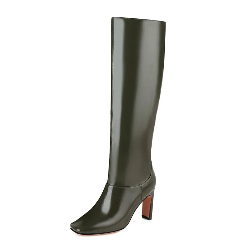 Knee High Boots Women High Heel Long Knight Boot Autumn Winter Shoes Square Toe Fashion Sexy Chelsea Boots for Women Big Size 48