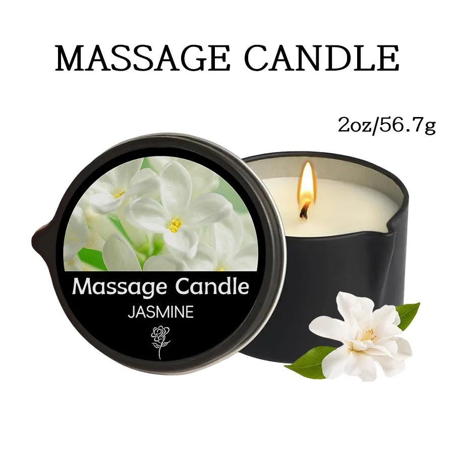 Massage Candle -Essential Oil- Six Different Scents , 1oz/2oz Melts Into Warm Massage Oil - Sensual Massage Candle, Pour Spout